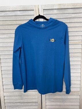 Southern Tide Boys Shirt Long Sleeve Hooded Blue Size XL